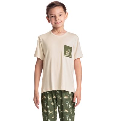 Pijama Infantil Longo Manga Curta Dino - Imagem 3 - Mobile