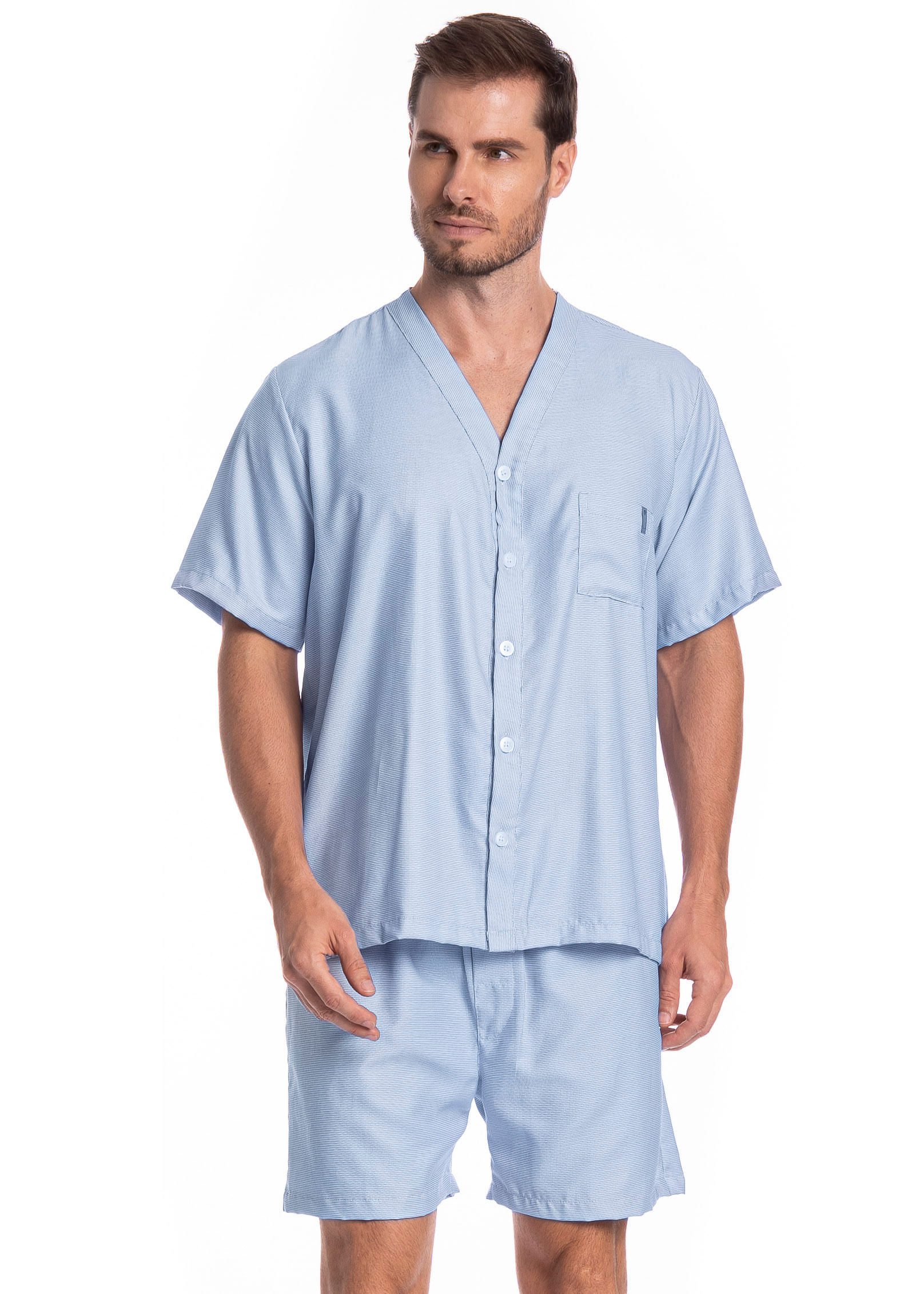 Pijama Americano Curto Lorenzo Tombini Azul-2 - Imagem 1