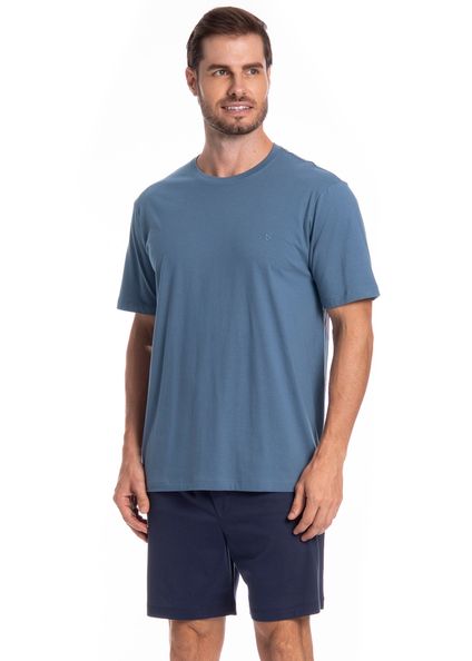 Pijama Masculino Curto Eric Tombini Azul-2 - Imagem 1