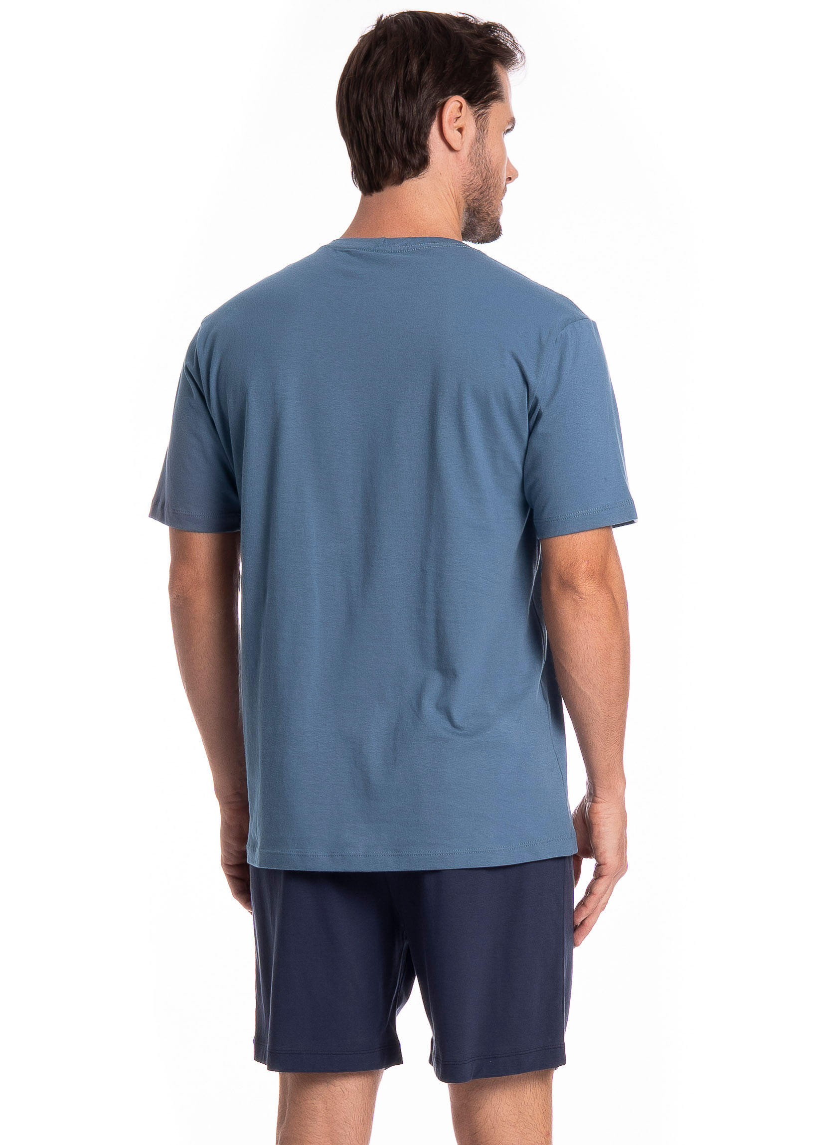 Pijama Masculino Curto Abotoado André Azul-2 - Imagem 2