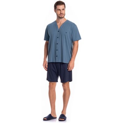 Pijama Masculino Curto Abotoado André - Imagem 3 - Mobile