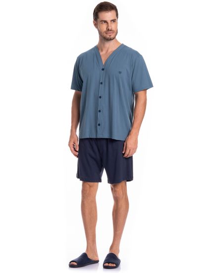 Pijama Masculino Curto Abotoado André - Imagem 3 - Desktop