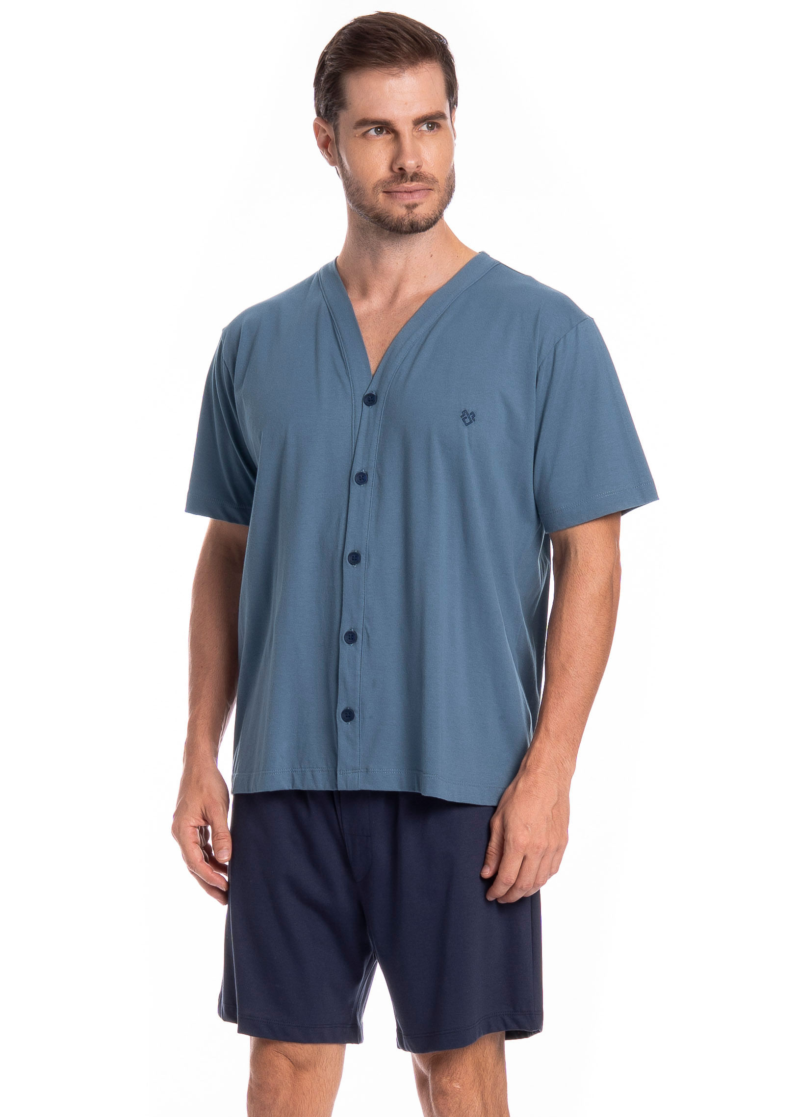 Pijama Masculino Curto Abotoado André - Imagem 1