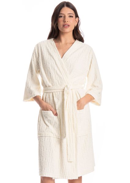 Robe Feminino Jacquard Branco - Imagem 1