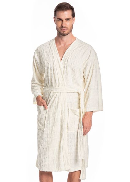 Robe Masculino Jacquard Tombini Branco - Imagem 1