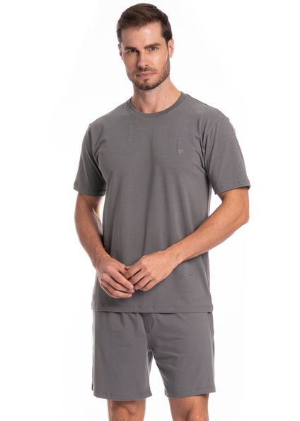 Pijama Masculino Curto Francisco Tombini Cinza - Imagem 1
