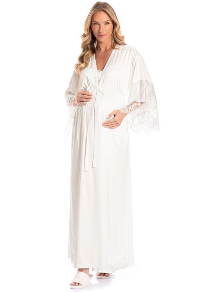 Robe Maternidade Longo Lua Branco - Imagem 1