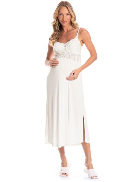 Camisola Lana Longa Amamentação Lótus Branco - Imagem 1