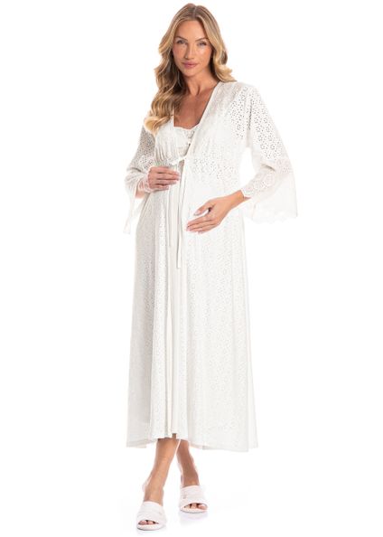 Robe Maternidade Longo Lótus Branco - Imagem 1
