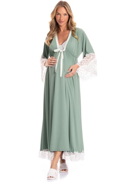 Robe Longo Maternidade Gabriela Verde - Imagem 1