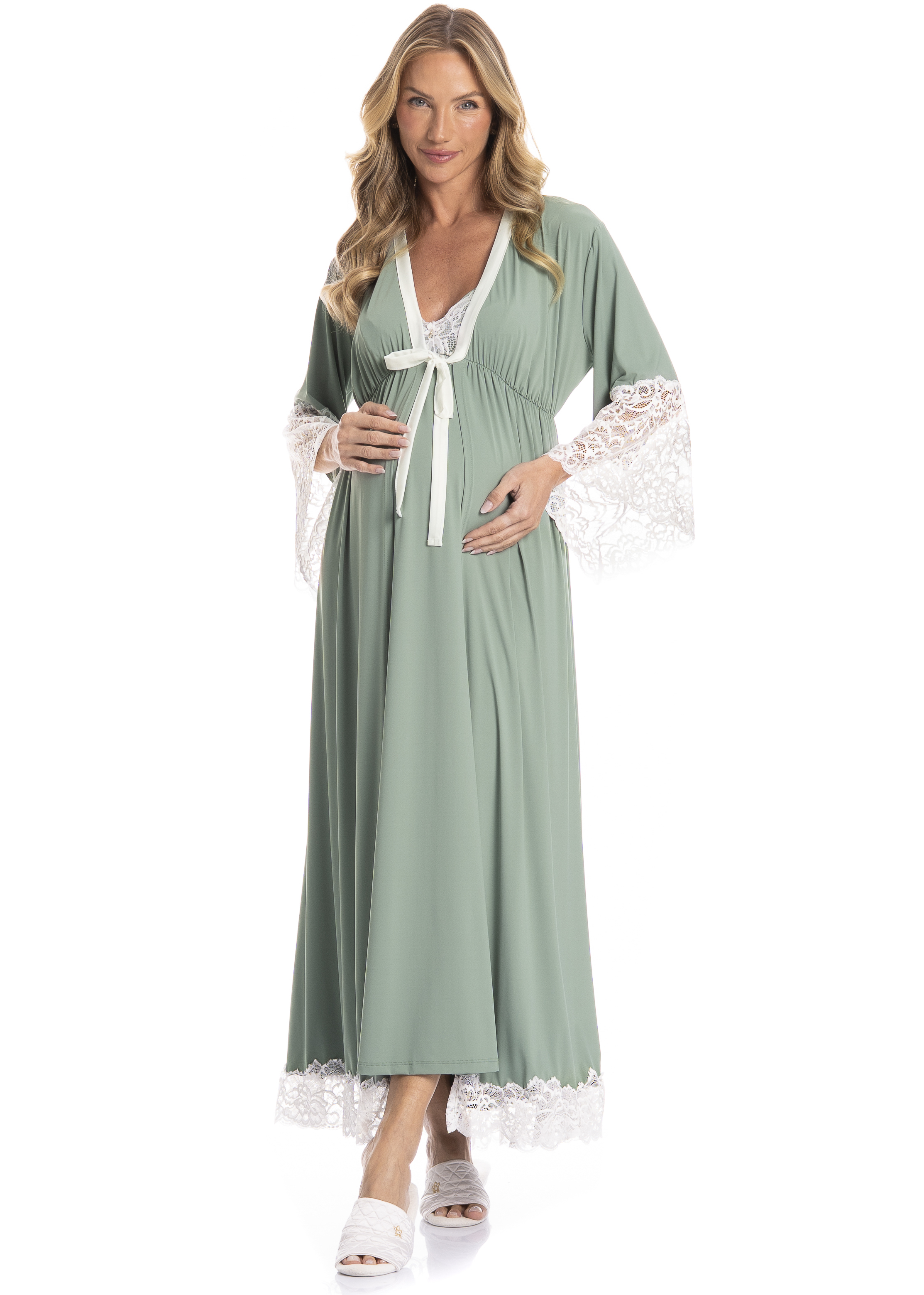 Robe Longo Maternidade Gabriela - Imagem 1