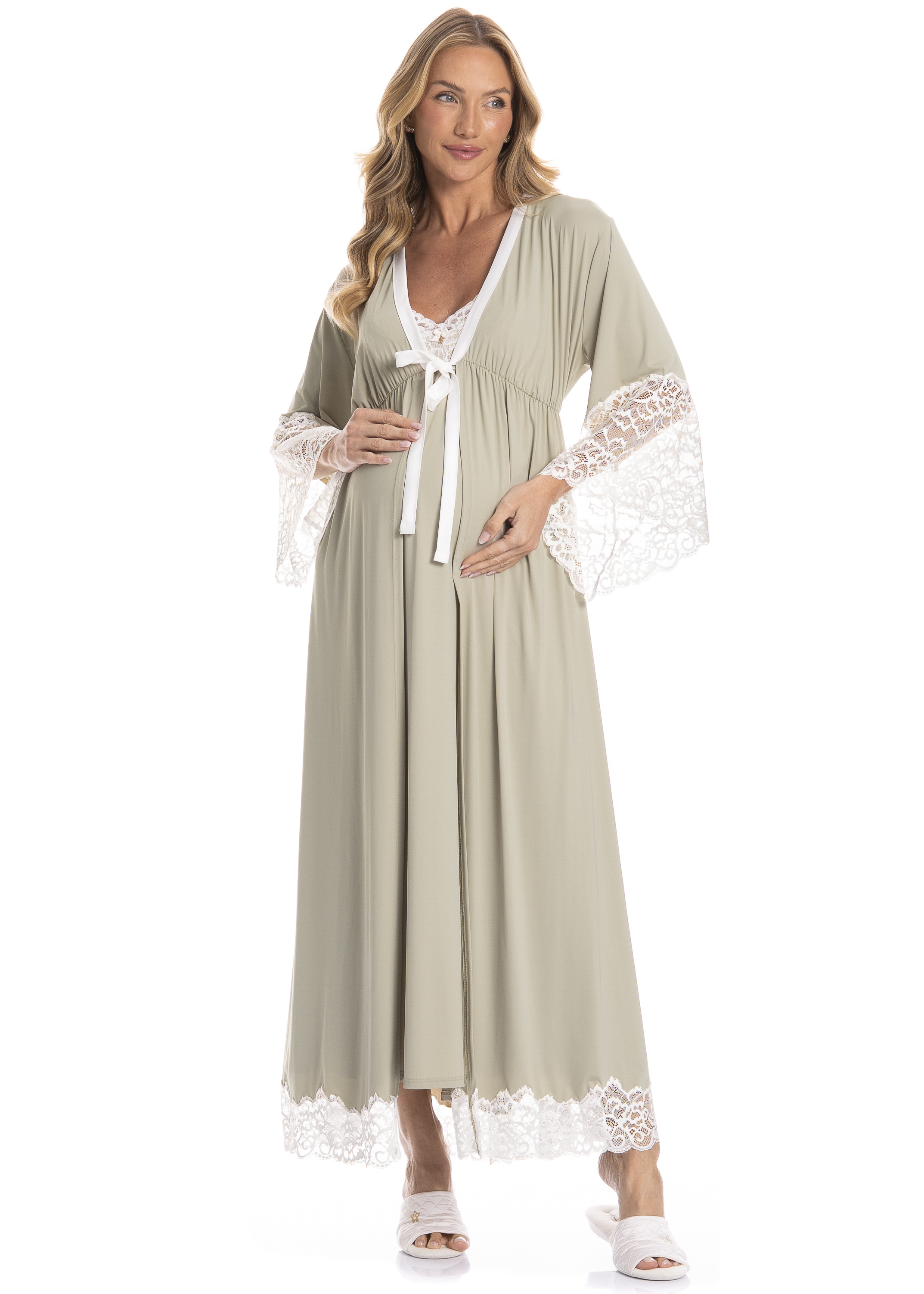 Robe Longo Maternidade Gabriela - Imagem 1