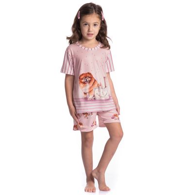 Pijama Infantil Feminino Curto Lyla Pilates - Imagem 3 - Mobile
