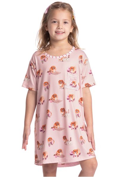 Camisão Infantil Feminino Curto Lyla Pilates Rosa-3 - Imagem 1