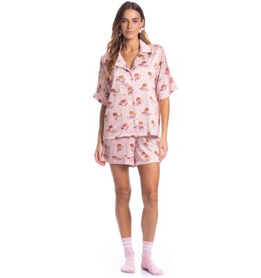 Pijama Feminino Curto Americano Lyla Pilates - Imagem 3 - Mobile