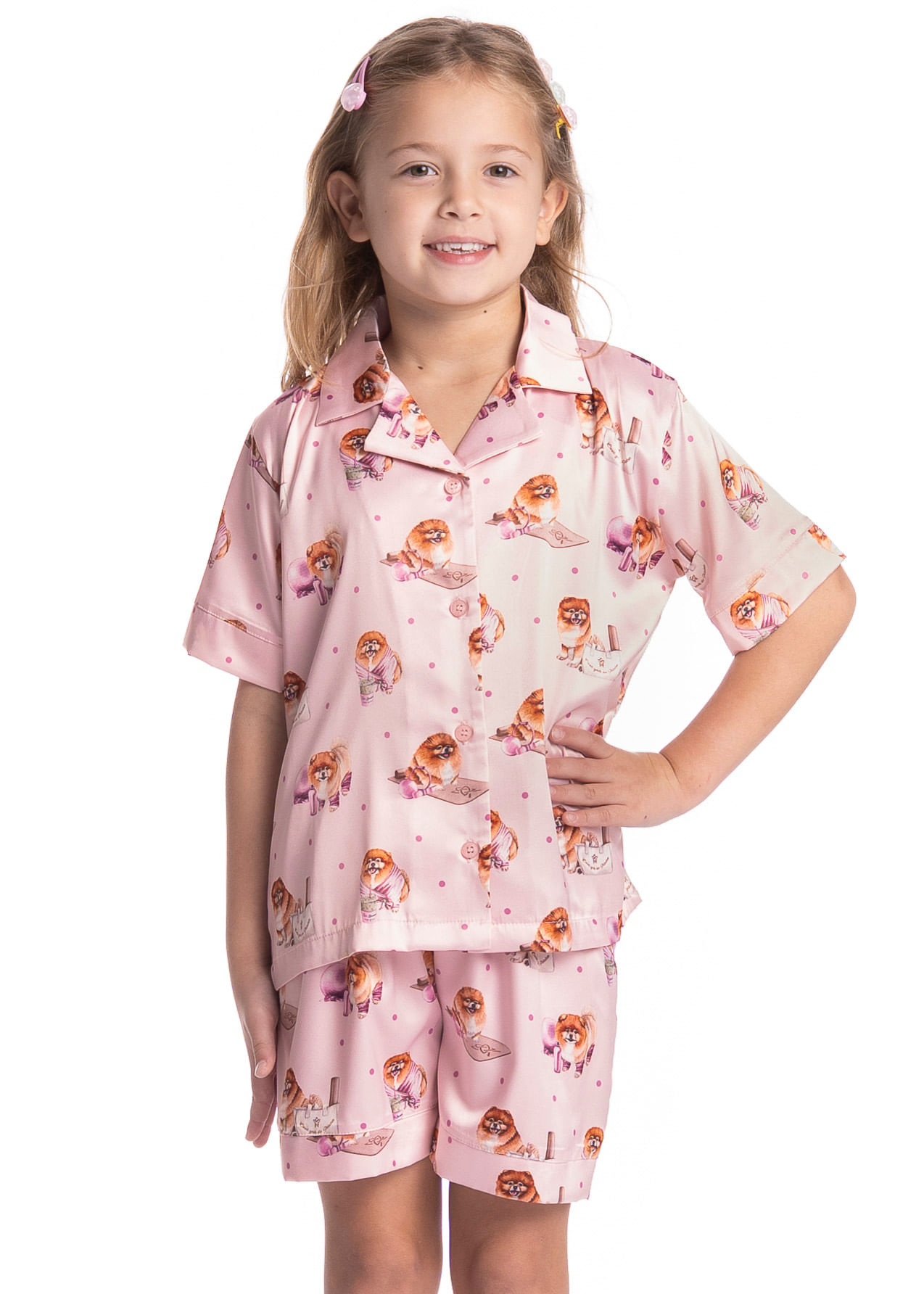 Pijama Infantil Feminino Curto Americano Lyla Pilates - Imagem 1