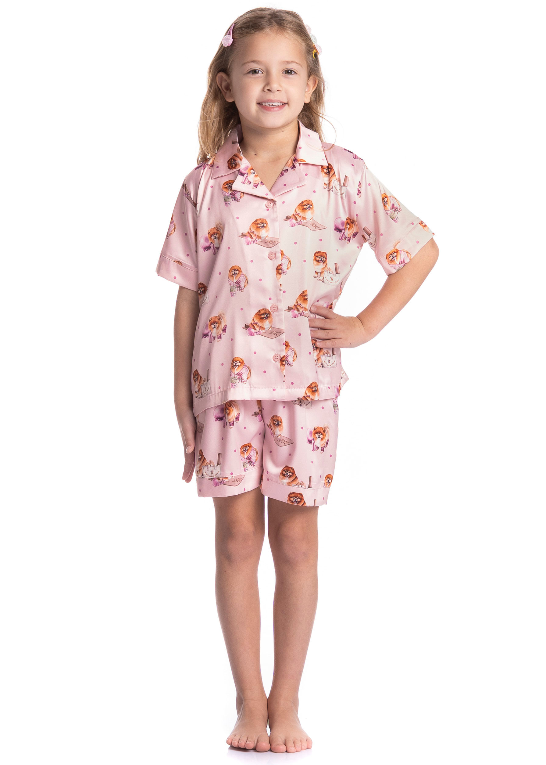 Pijama Infantil Feminino Curto Americano Lyla Pilates - Imagem 3 - Mobile