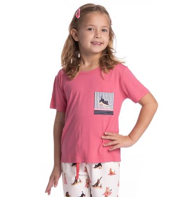 Pijama Infantil Longo Manga Curta Cats Yoga - Imagem 3 - Mobile