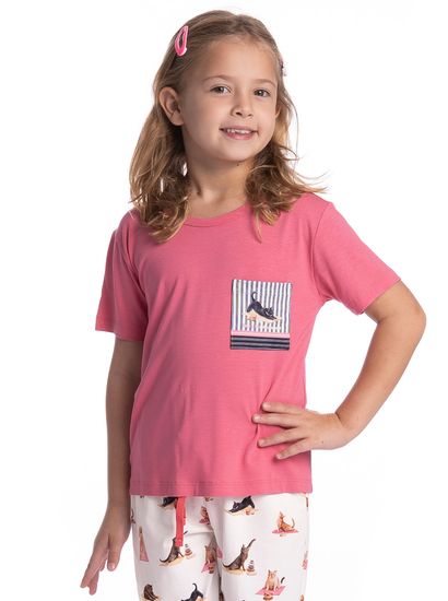 Pijama Infantil Longo Manga Curta Cats Yoga - Imagem 3 - Desktop