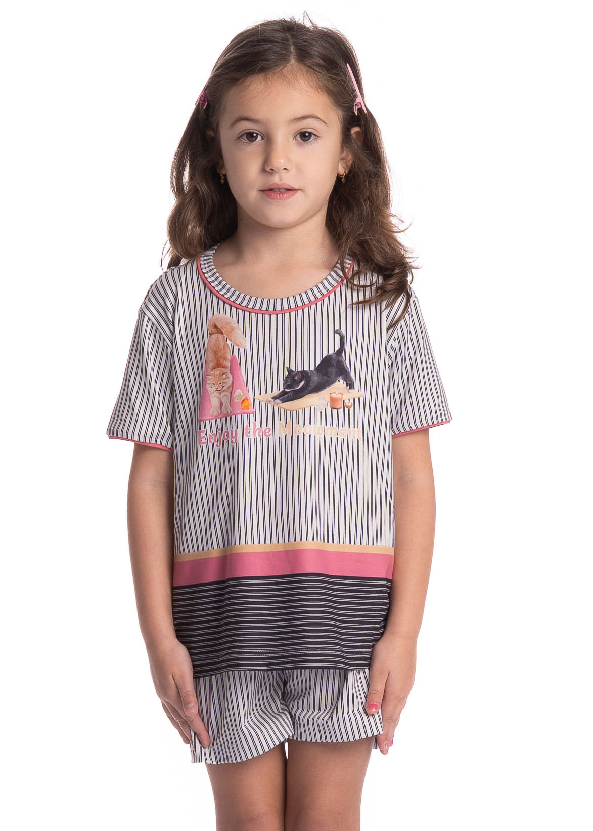 Pijama Infantil Curto Cats Yoga - Imagem 1
