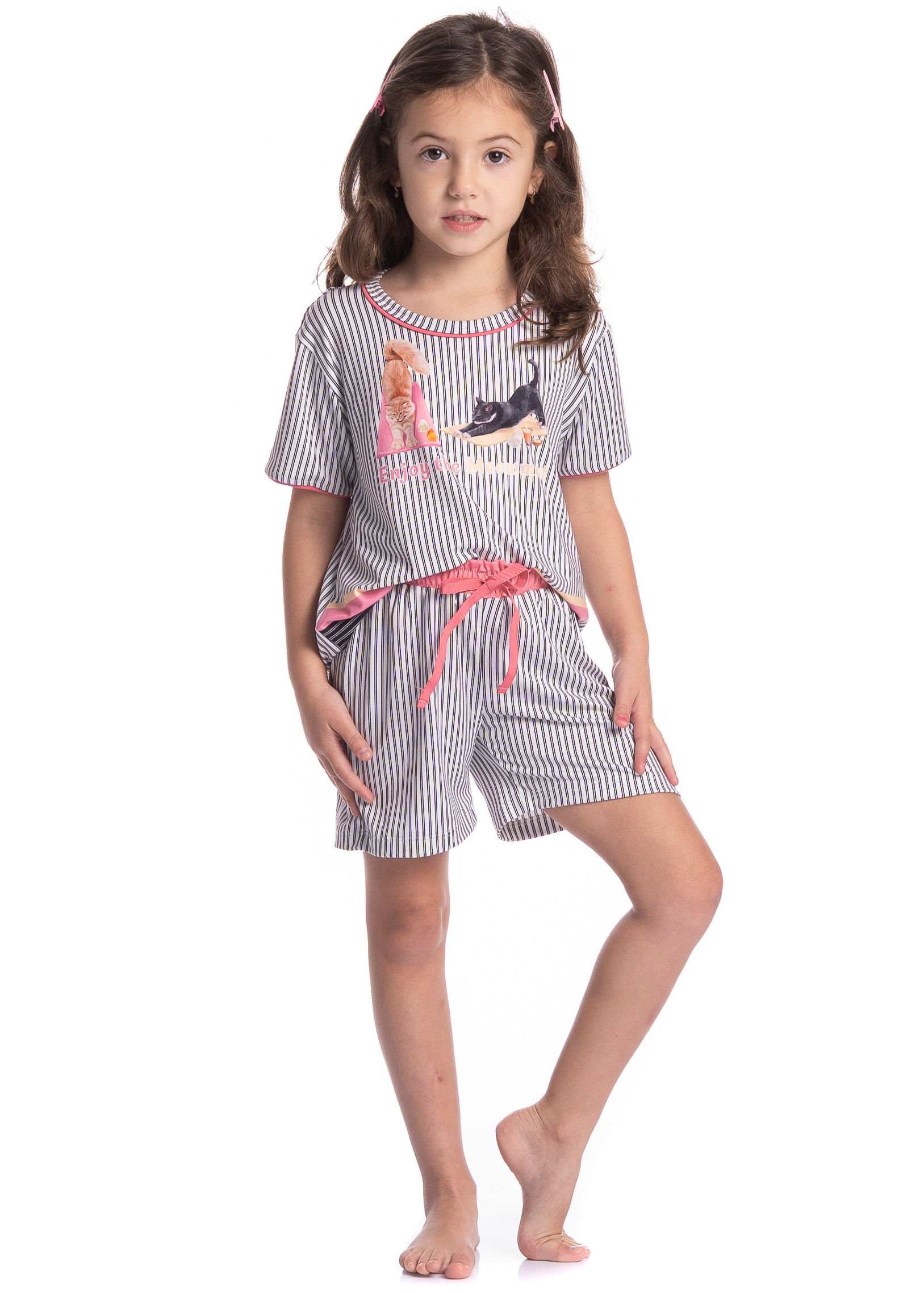 Pijama Infantil Curto Cats Yoga - Imagem 5 - Mobile