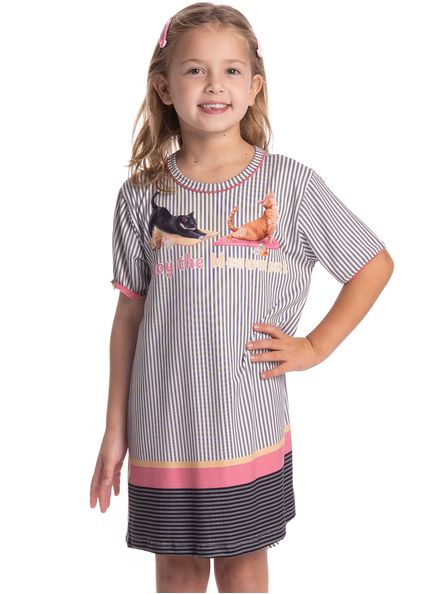 Camisão Infantil Cats Yoga Branco - Imagem 1