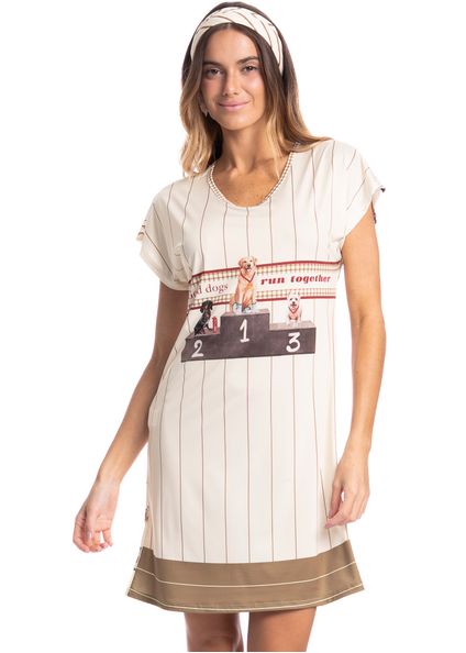 Camisão Feminino Curto Dogs Running Bege - Imagem 1