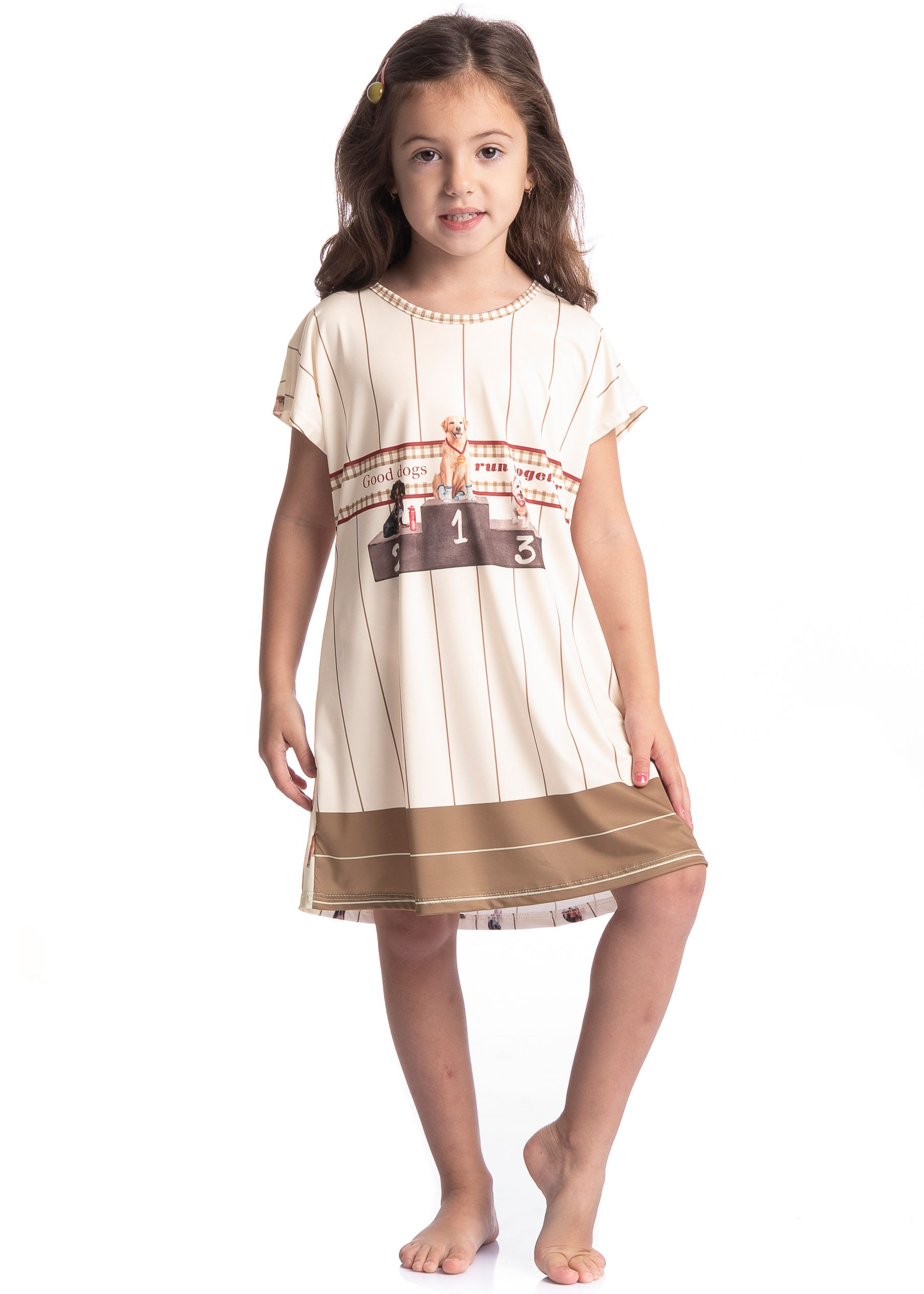 Camisão Feminino Infantil Curto Dogs Running - Imagem 3 - Mobile