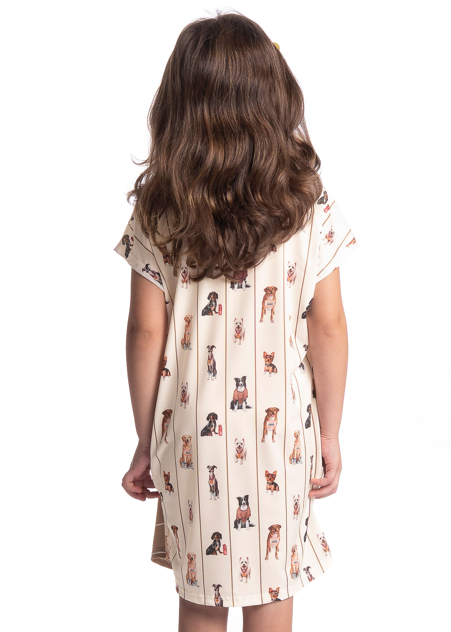 Camisão Feminino Infantil Curto Dogs Running Bege - Imagem 2
