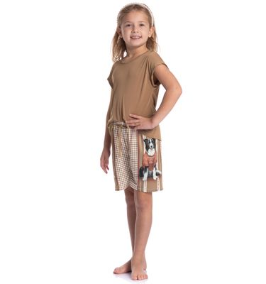 Pijama Infantil Feminino Curto Dogs Running - Imagem 3 - Mobile