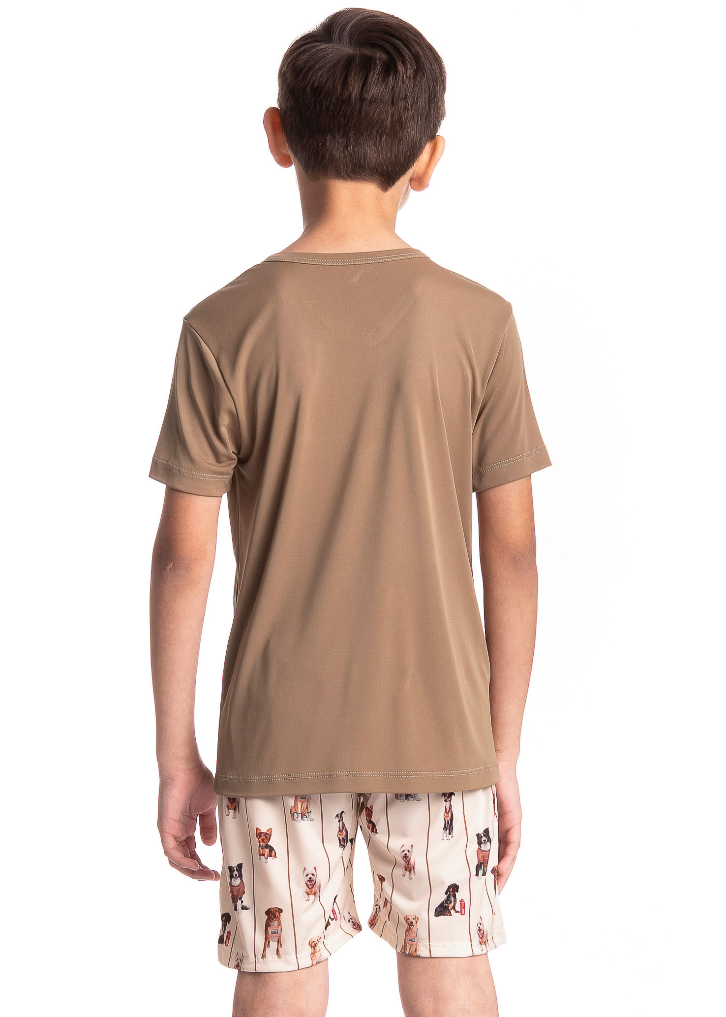 Pijama Infantil Masculino Curto Dogs Running Bege - Imagem 2