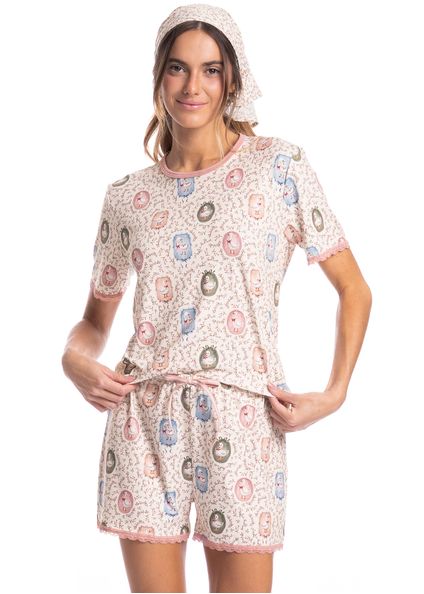 Pijama Feminino Curto Sweet Love Rosa-3 - Imagem 1