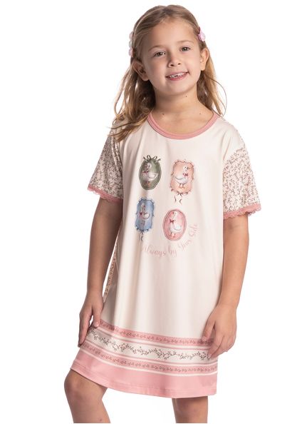Camisão Infantil Feminino Sweet Love Rosa-3 - Imagem 1