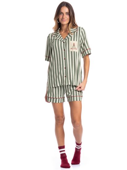 Pijama Feminino Americano Curto Holiday - Imagem 3 - Desktop