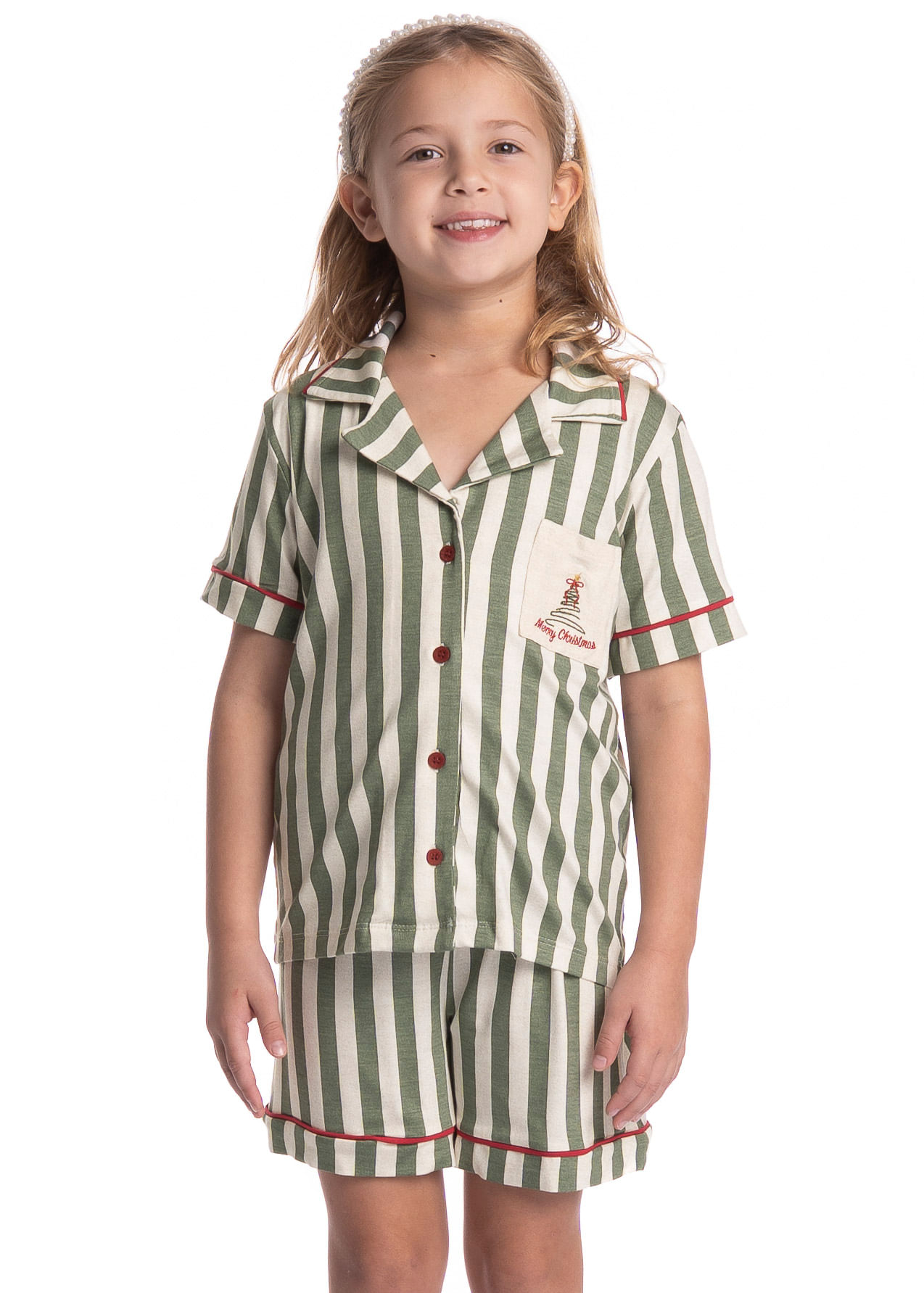 Pijama Infantil Feminino Americano Curto Holiday - Imagem 1