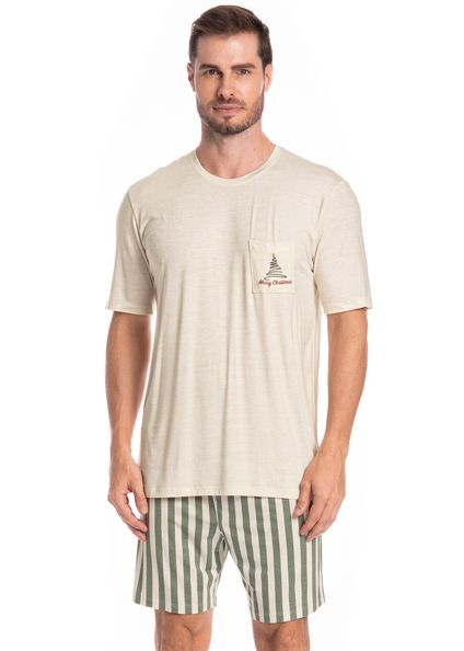 Pijama Masculino Curto Holiday Verde - Imagem 1