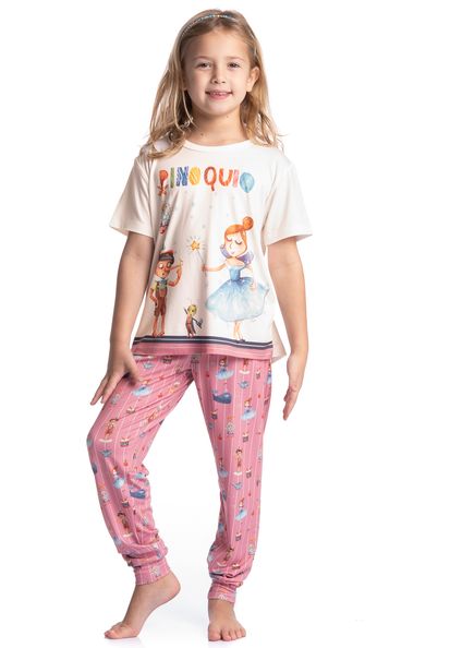 Pijama Infantil Longo Manga Curta Fada Rosa-2 - Imagem 1