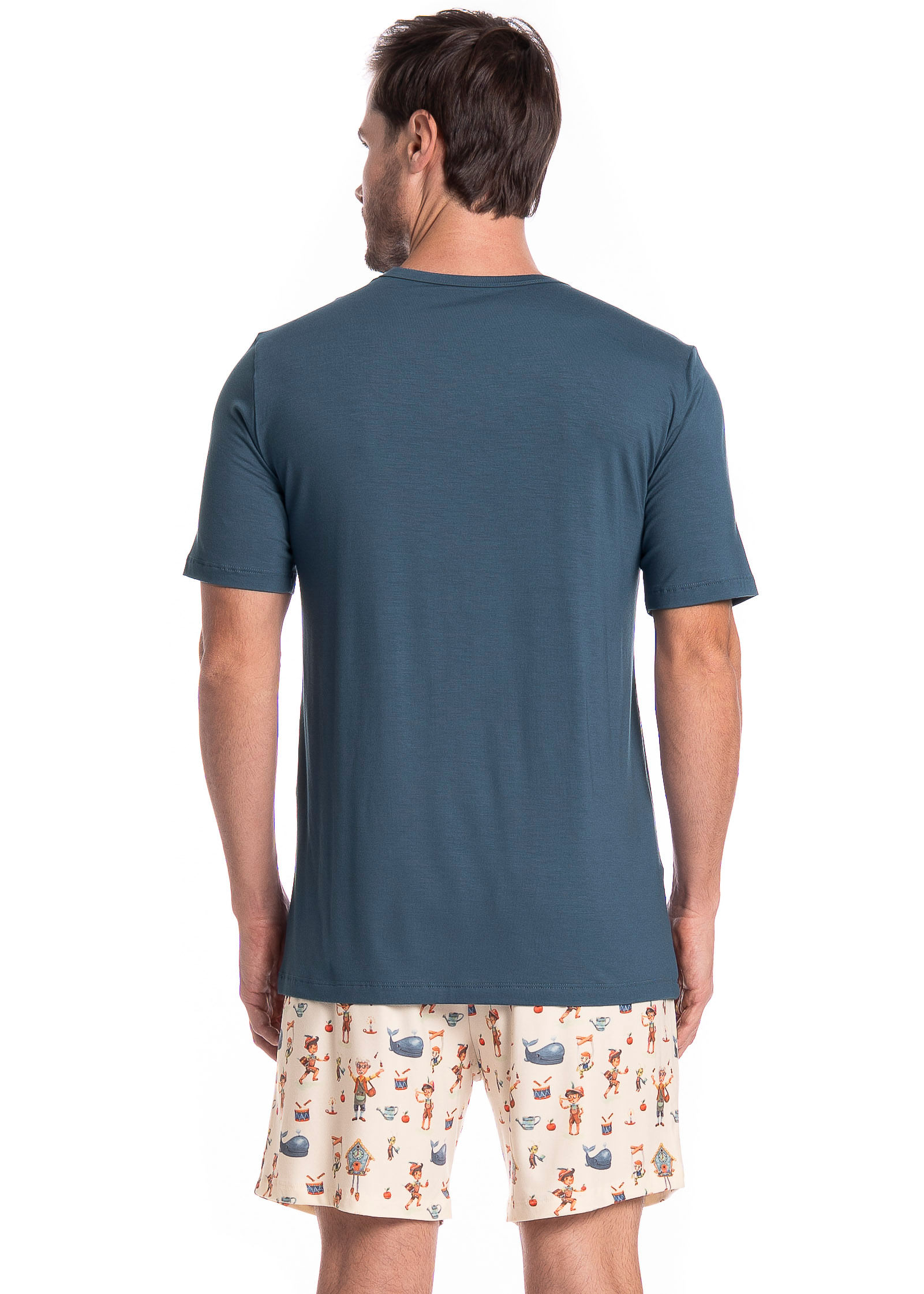 Pijama Masculino Curto Pinóquio Tombini - Imagem 2 - Mobile