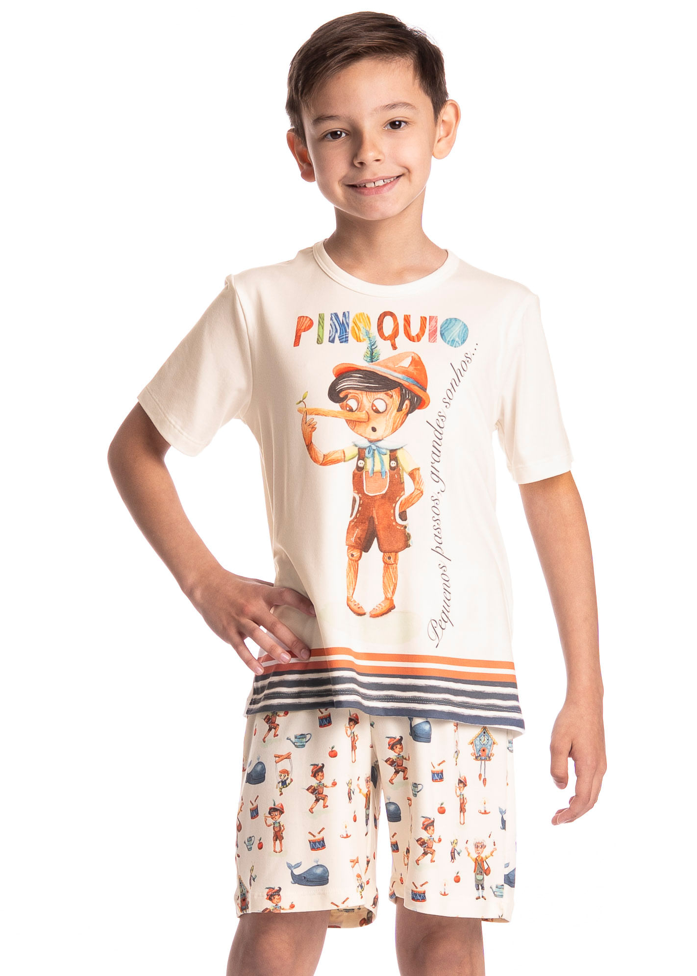 Pijama Infantil Masculino Curto Pinóquio - Imagem 1