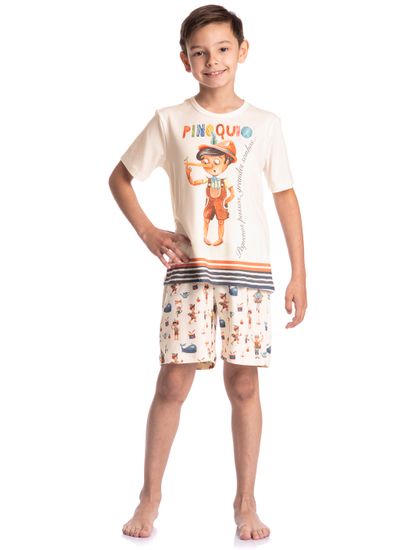 Pijama Infantil Masculino Curto Pinóquio - Imagem 3 - Desktop