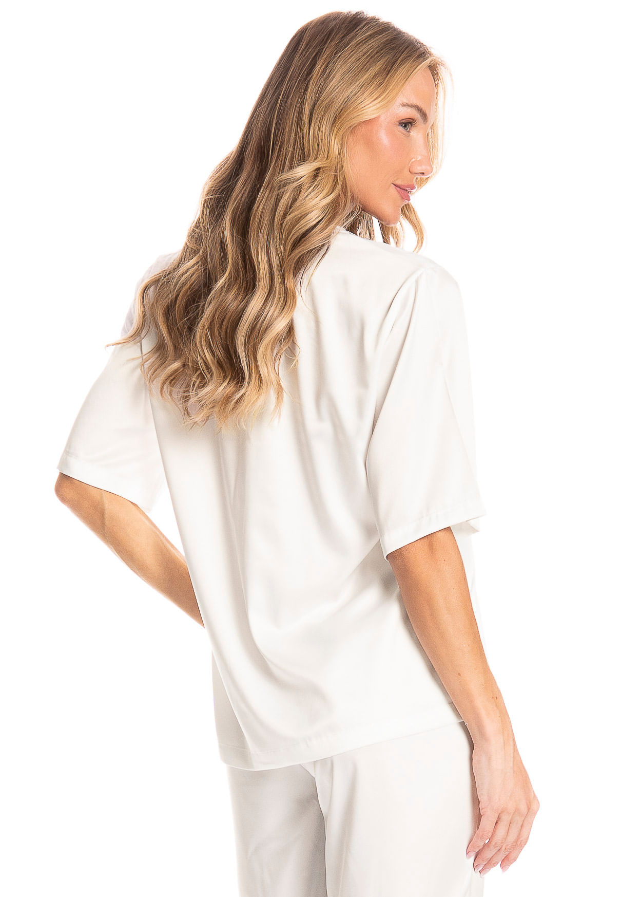 Pijama Americano Feminino Longo Zoe - Imagem 4 - Mobile
