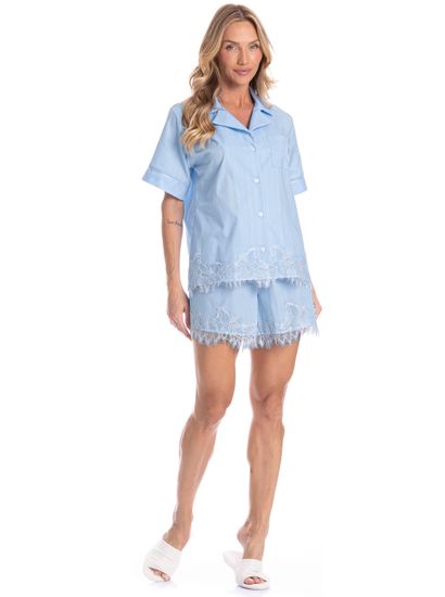 Pijama Americano Feminino Curto Louise - Imagem 3 - Desktop