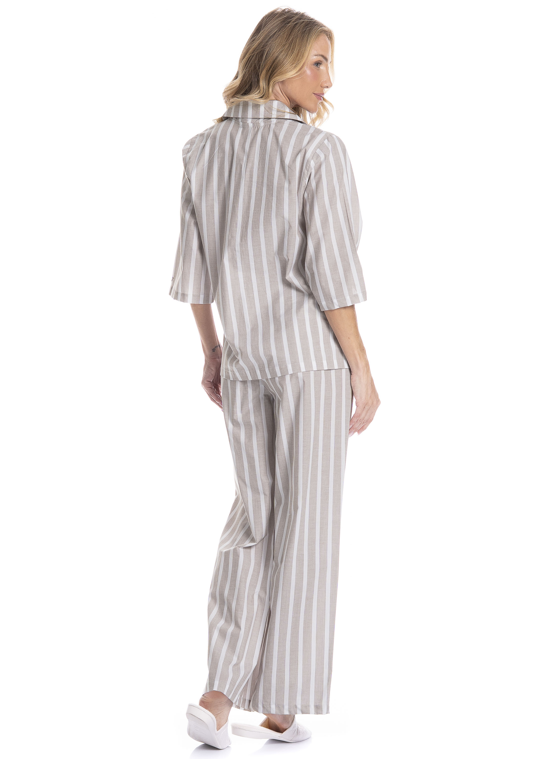 Pijama Americano Feminino Longo Beatriz - Imagem 2 - Mobile