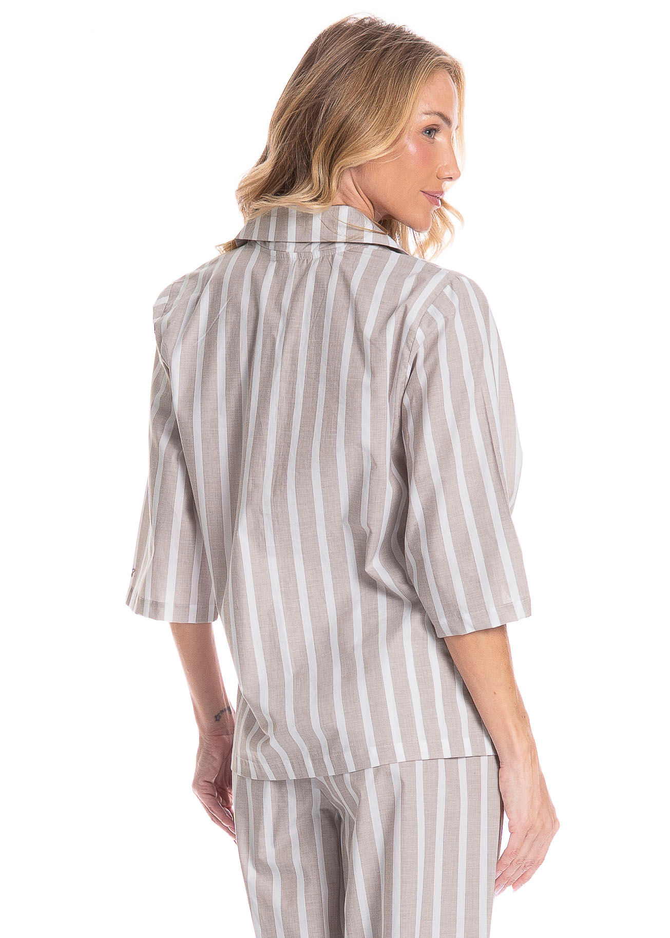Pijama Americano Feminino Longo Beatriz - Imagem 4 - Mobile