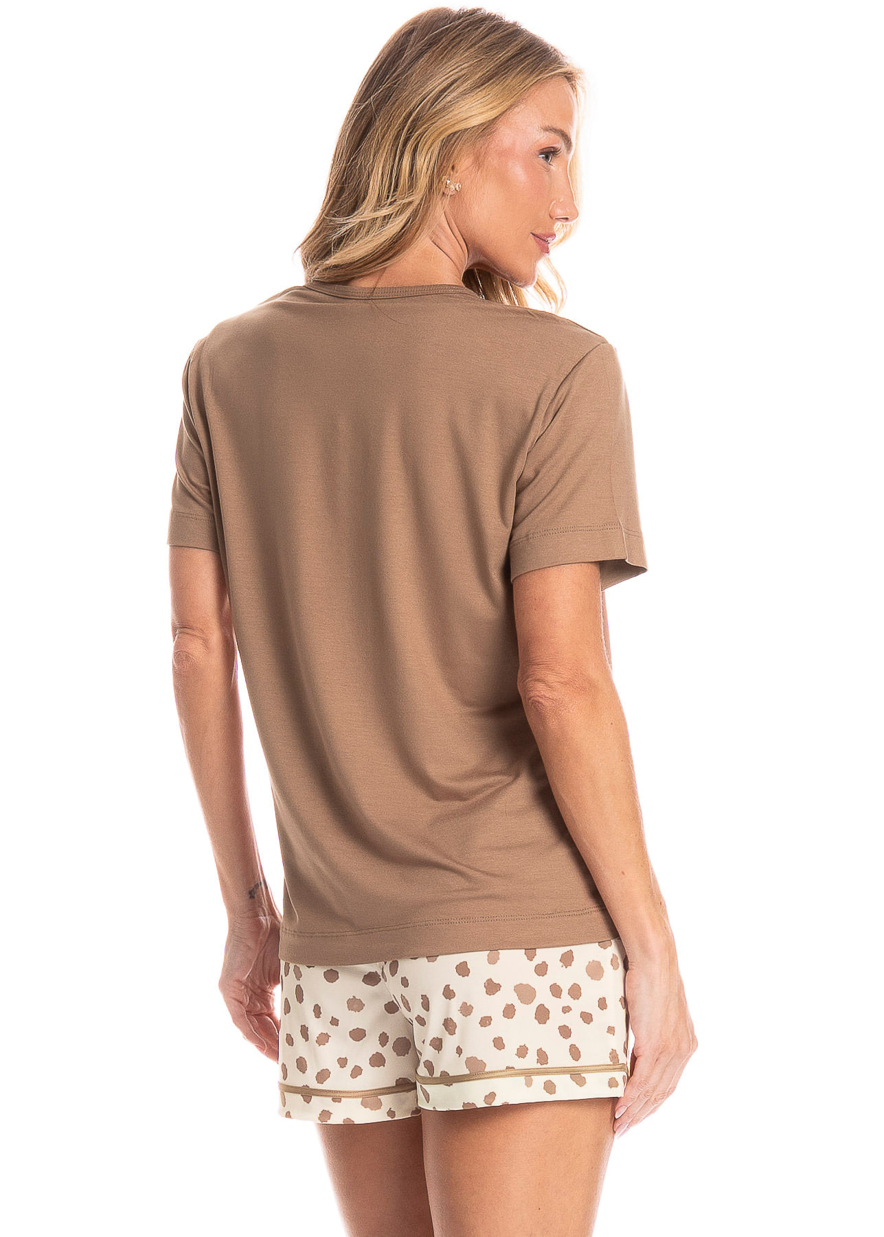 Pijama Feminino Curto Luli Marrom - Imagem 2
