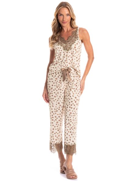 Pijama Feminino Capri Luli Marrom - Imagem 1