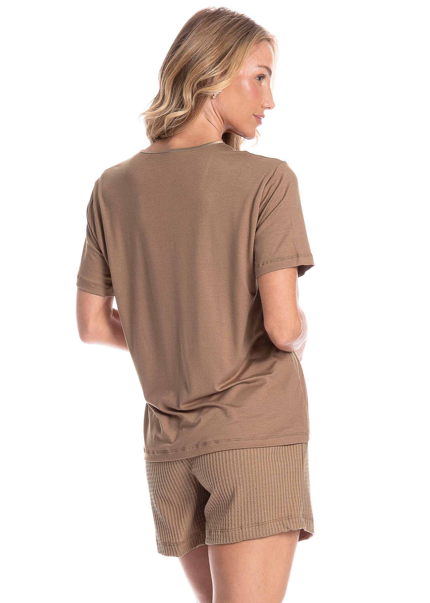 Pijama Feminino Curto Piquet - Imagem 2 - Mobile