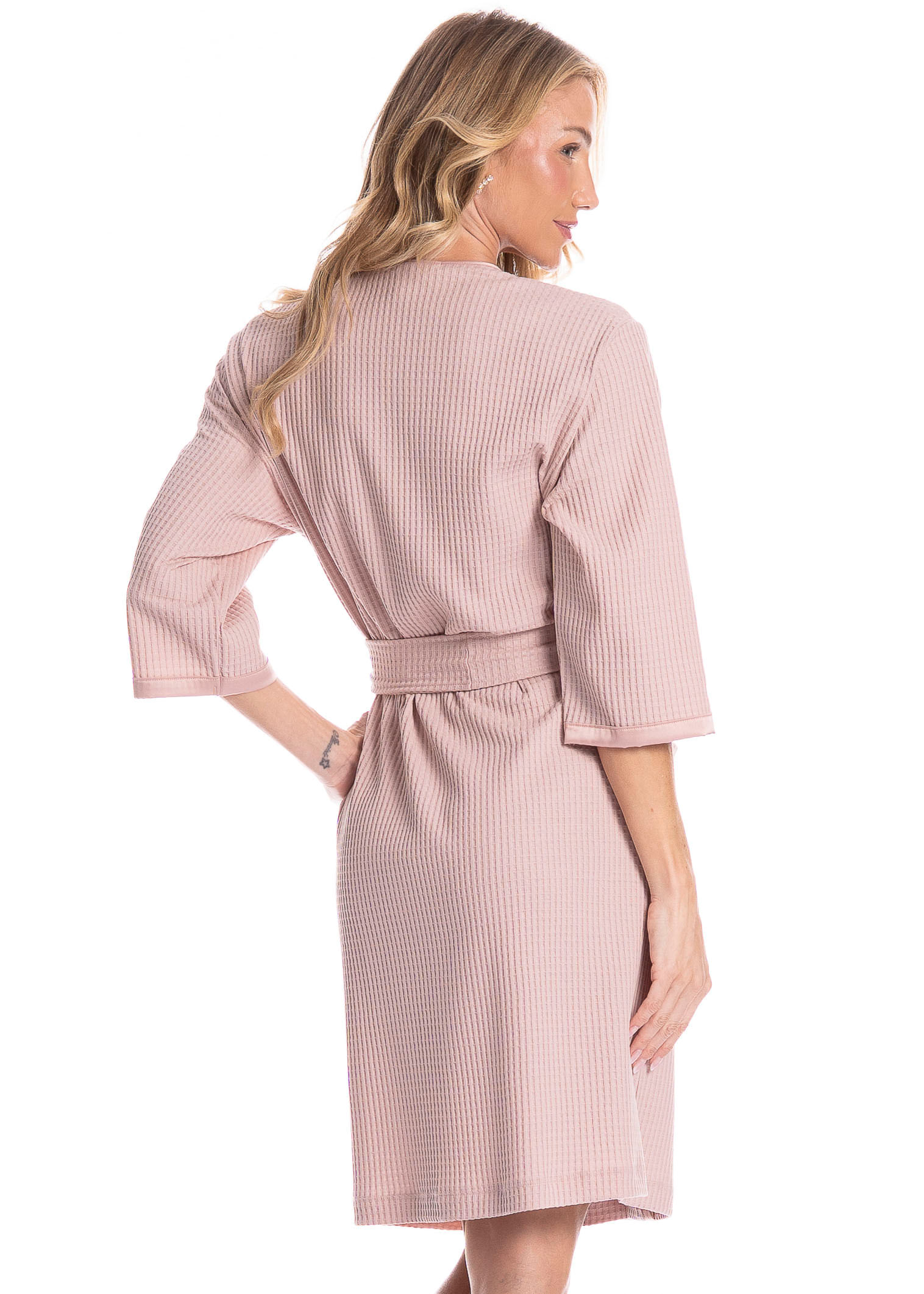 Robe Curto Feminino Piquet Rosa-3 - Imagem 2