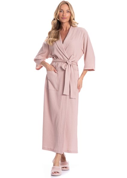 Robe Feminino Midi Piquet Rosa-3 - Imagem 1