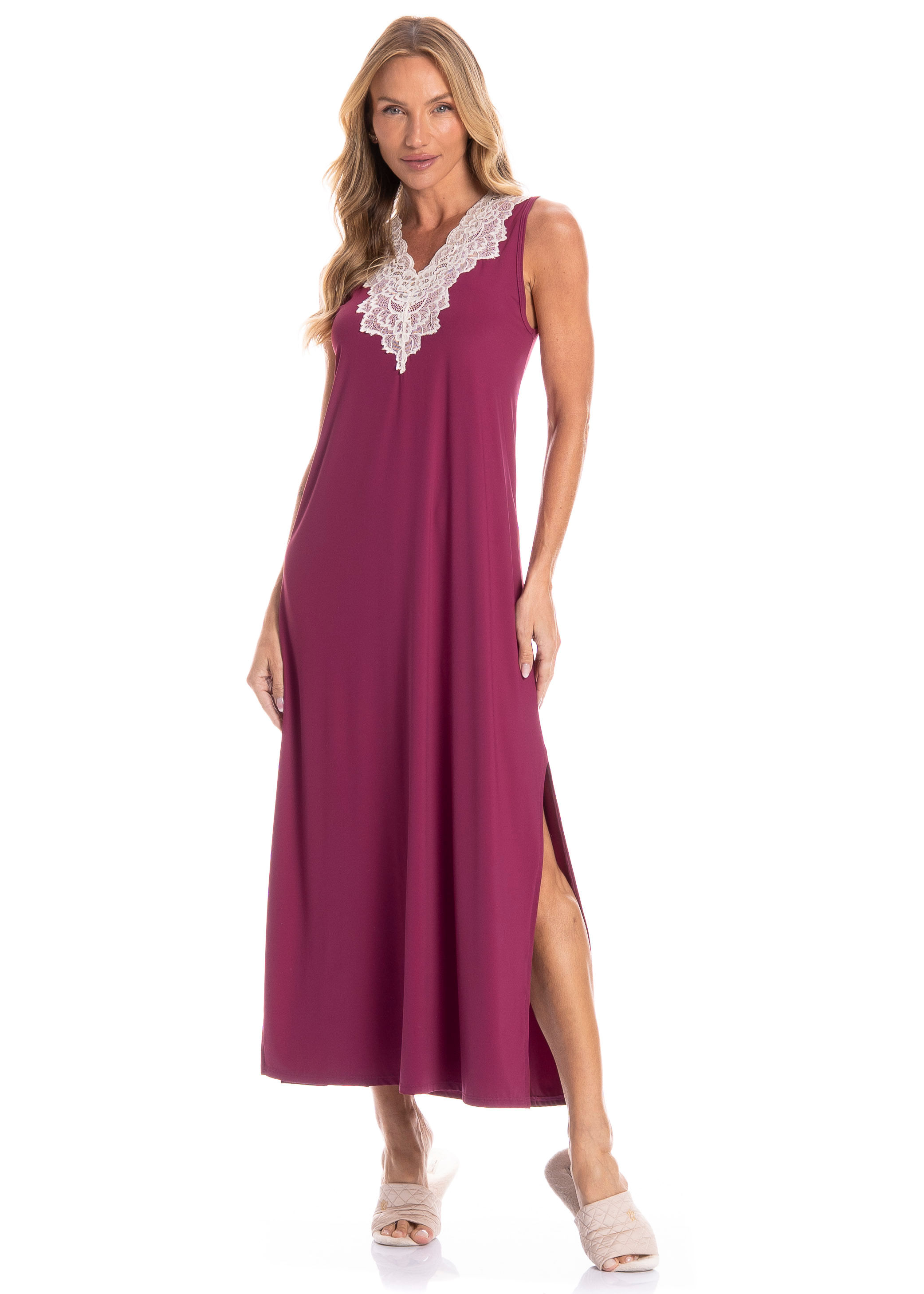 Camisão Feminino Regata Longo Diana Rosa - Imagem 1